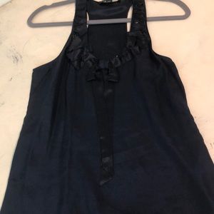 Navy blue silk tank top